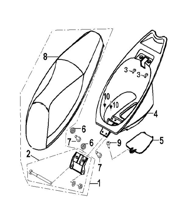 Zadel - Helmbak Generic Xor Stroke 50 2-takt 2009