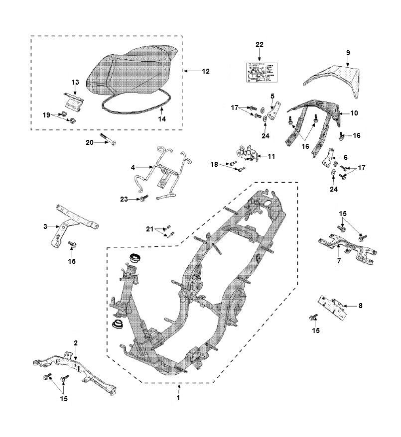 Zadel - Frame Peugeot Speedfight 3 50 2-takt AC 2-takt