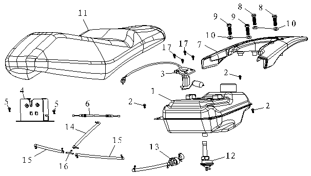 Zadel - Benzinetank China FoX blauw mat