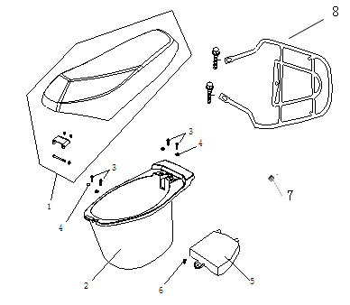 Zadel - Helmbak China Ape 50 wit