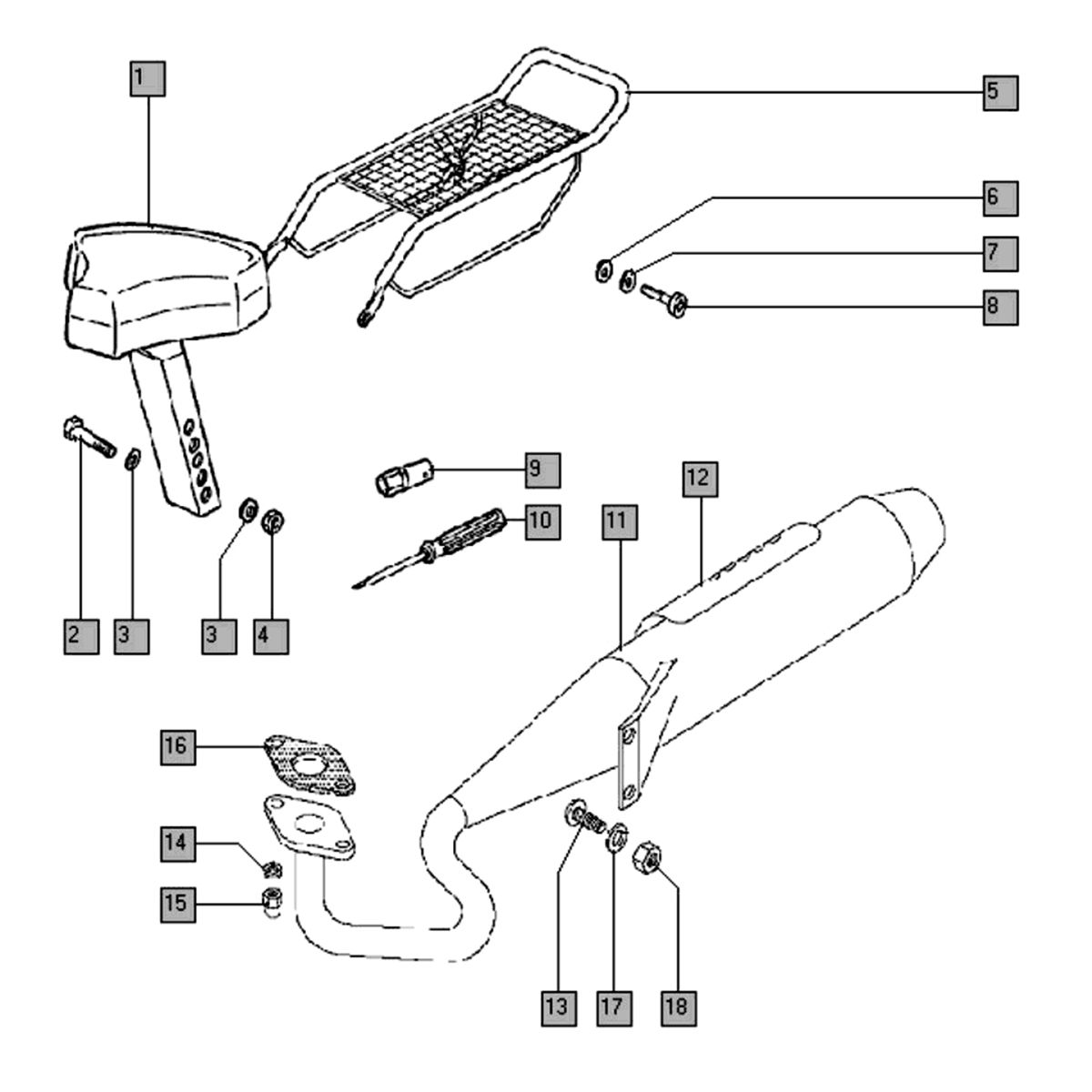 Zadel - uitlaat - drager Tomos QUADRO E-START (25-45KMH) (K8-L0)