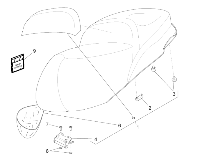 Zadel Piaggio Beverly 350 Sport Touring Euro 3 2013-2014 gemetaliseerd rood 849/A
