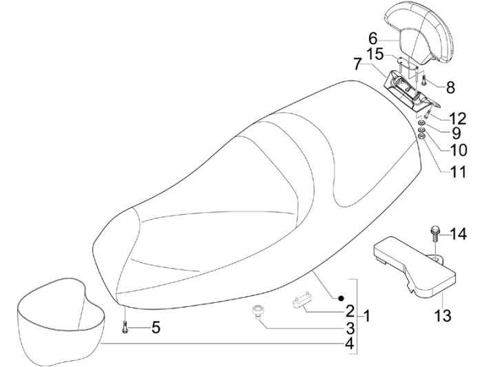 Zadel Piaggio MP3 300 LT Sport 2009-2014 koolzwart 93/B