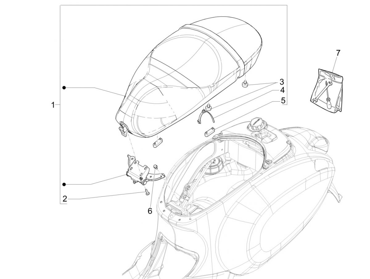 Zadel Vespa Sprint 125 3V IE ABS Euro 5 2021
