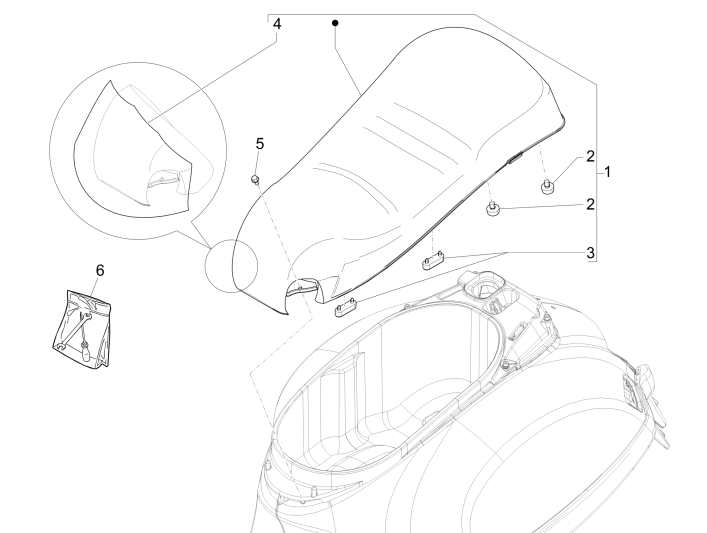 Zadel Vespa GTS 300 ie 2008-2016 (met en zonder ABS) zwart 94