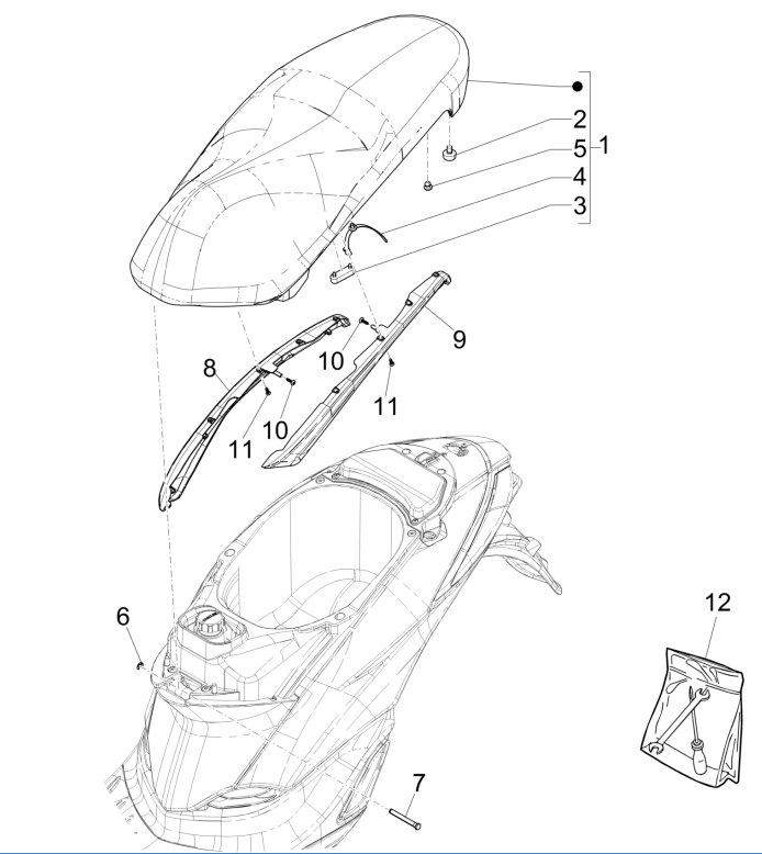 Zadel Piaggio Liberty 50 4-takt AC IGET 3V Euro 5