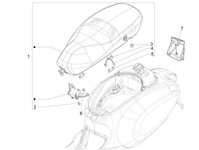 Zadel Vespa Primavera 50 4-takt IGET 3V Euro 4 Wit Fusion 544