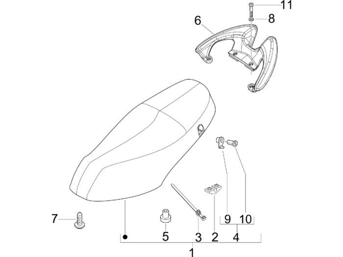 Zadel Piaggio Fly 50 2-takt AC