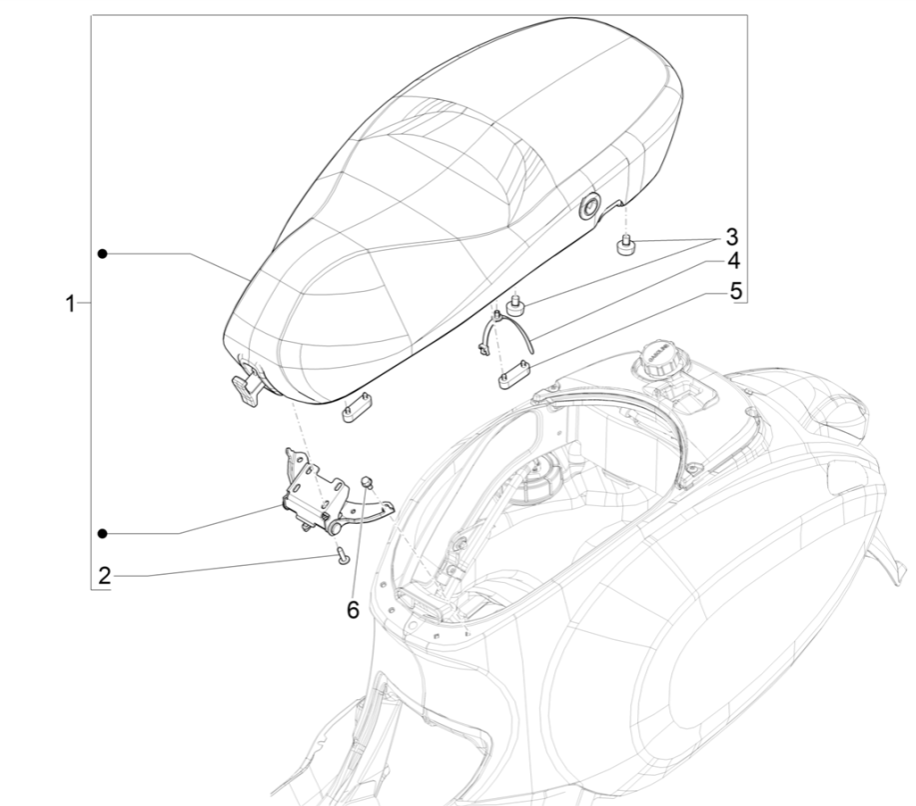 Zadel Vespa Sprint 50 4-takt IGET 3V Euro 5