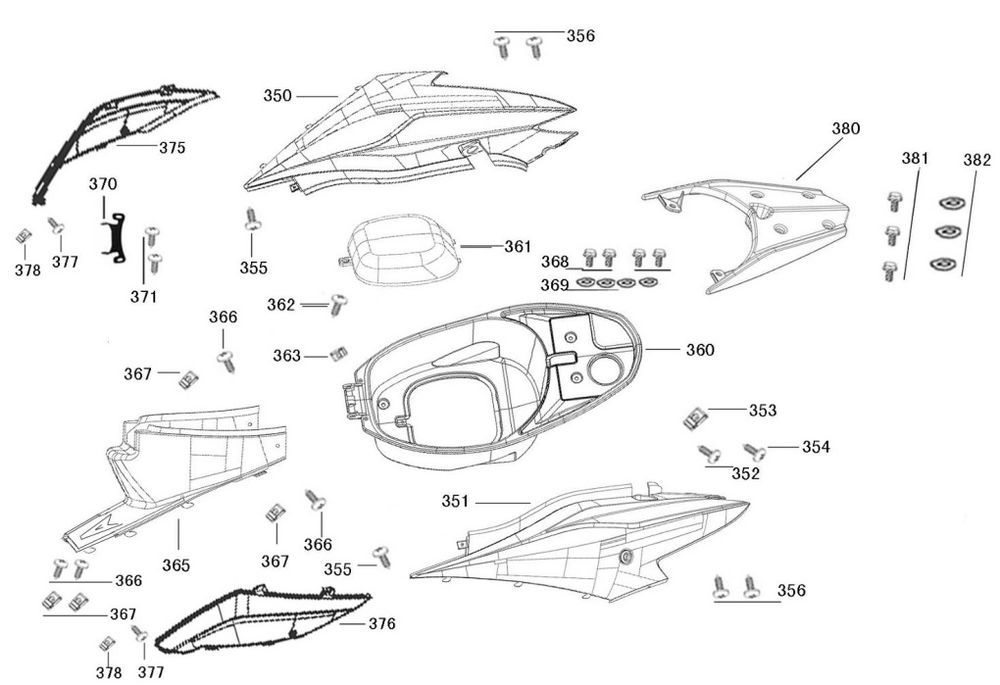 Motorschermen - Helmbak - Achterdrager AGM R8 zwart