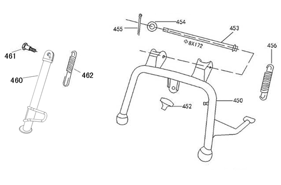 Middenstandaard - Zijstandaard AGM VX50S flat mat antraciet