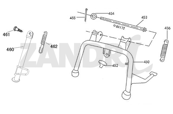 Middenstandaard - Zijstandaard BTC Riva Sport flat mat antraciet