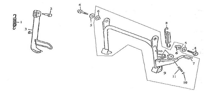 Middenstandaard - Zijstandaard Killerbee Custom 125