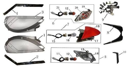 Motorschermen - Helmbak - Achterdrager AGM LX wit