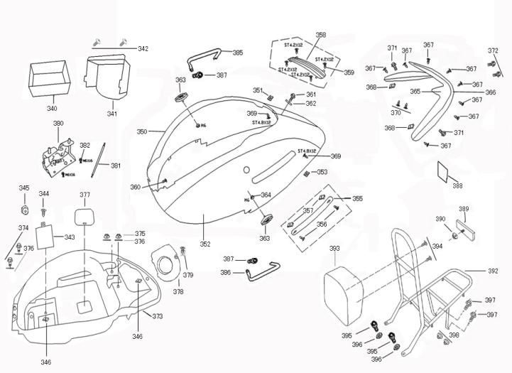 Motorschermen - Helmbak - Achterdrager AGM Retro Extra groen