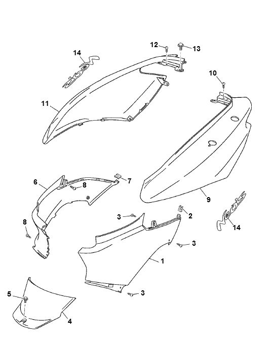 Motorschermen Yamaha Neo's 50 2-takt AC ←2003