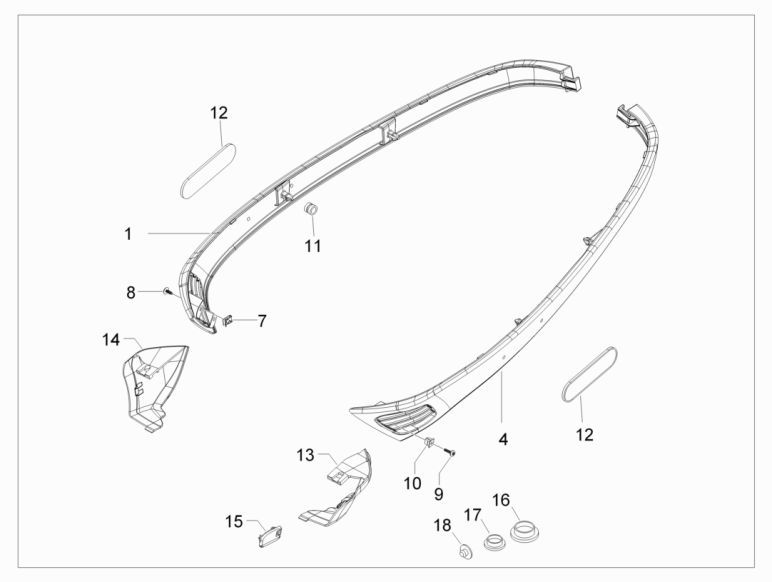Zijskirts Vespa S 50 4-takt 4V AC grijs titanio 742/B