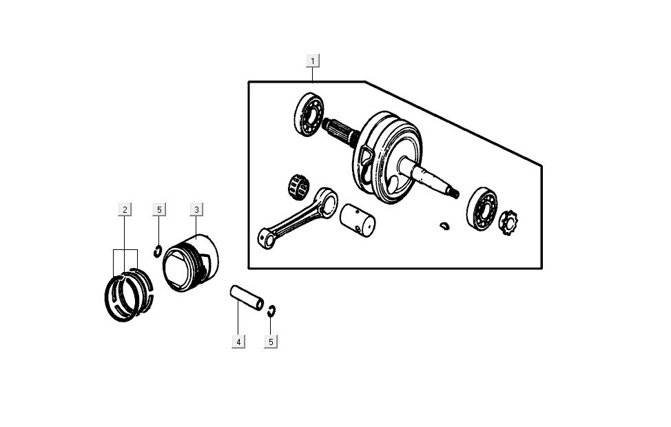 Krukas - Zuiger Kymco K-Pipe 4-takt Glans Zwart