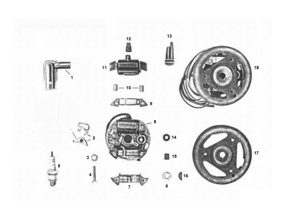 Ontsteking - Stator - Vliegwiel Zundapp 4 versnellingen oud type