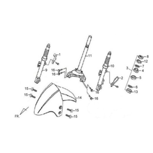Voorvork/ voorspatbord/ balhoofdstel Sym X'PRO 125 White (WH8018P)