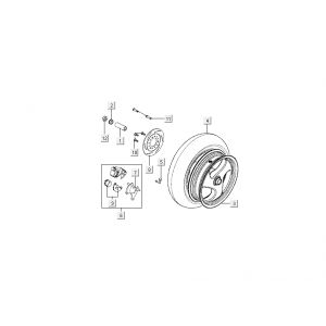 Achterwiel - Remschijf - Remklauw Kymco Super9 2-takt nieuw model zilver