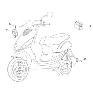 Accu - Claxon - Startrelais Piaggio Zip 2000 4-takt AC