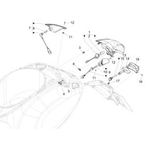 Achterlicht - Knipperlichten achterzijde Vespa Sprint 50 4-takt IGET 3V Euro 5