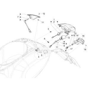 Achterlicht - Knipperlichten achterzijde Vespa Primavera 50 4-takt IGET 3V Euro 5