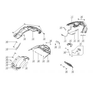 Achterlicht - Achterspatbord Kymco Downtown 300i wit
