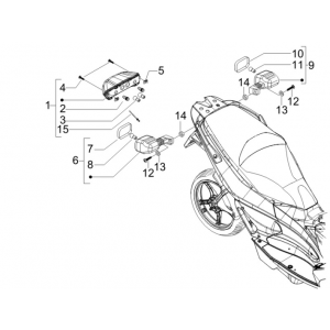 Achterlicht - Knipperlichten achterzijde Gilera Runner 50 SP 50 2-takt LC 2010-2017