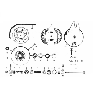 Achternaaf - Achtertandwiel - Ketting Zundapp 529 alle types