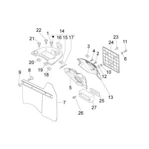 Achterspatbord- Accuhouder Vespa LX 50 4-takt 2V AC 25km/u goud perseo 579