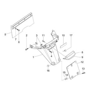 Achterspatbord Vespa S 50 4-takt 4V AC matzwart 85/B