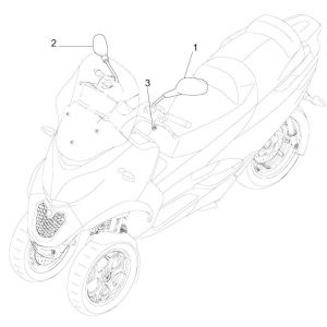 Spiegels Piaggio MP3 300 ie LT Business - Sport (met en zonder ABS) 2016-2018