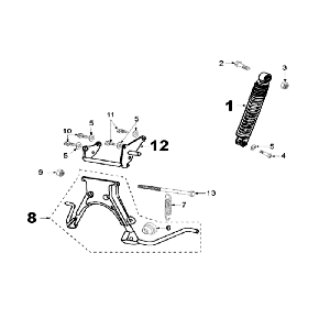 Schokbreker - Middenstandaard Peugeot Speedfight 2 50 2-takt LC zilver