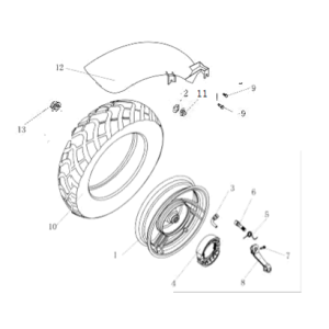 Achterwiel - Remschoenen China Ape 50 wit
