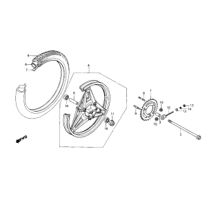Achterwiel - Achtertandwiel Honda MB50/MB80