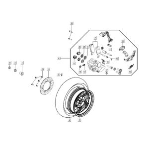 Achterwiel - Remschijf - Remklauw Kymco Xciting 400i Geel