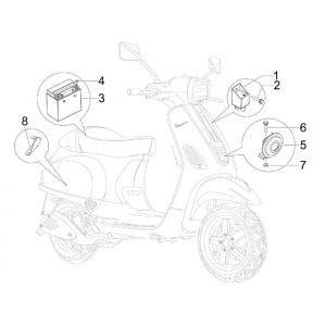 Accu - Claxon - Startrelais Vespa S 50 2-takt
