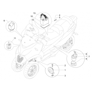 Accu - Claxon - Startrelais Piaggio MP3 500 LT Business 2014-2016