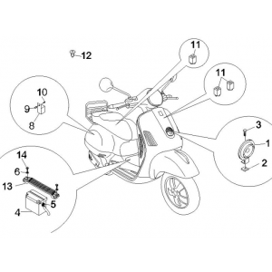 Accu - Claxon - Startrelais Vespa GTS 250 ie 2005-2009 (met ABS)