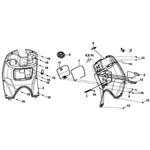 Bekleding binnenzijde Sym Mio 50i White Orange (WH-8018P OR-1495P)