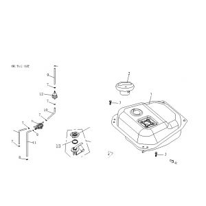 Benzinetank - Tankvlotter - Vacuümkraan China Ape 50 zwart