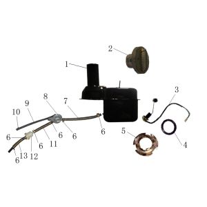 Benzinetank - Tankvlotter - Vacuümkraan Fosti Retro zwart