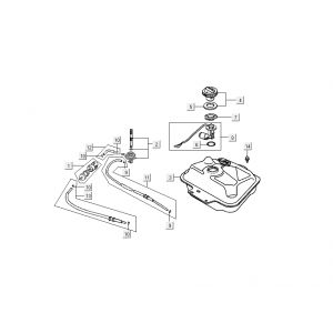 Benzinetank - Tankvlotter - Vacuümkraan Kymco DJ 2-takt Zilver