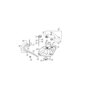 Benzinetank - Tankvlotter - Vacuümkraan Kymco Super9 50 2-takt AC nieuw model geel - zwart