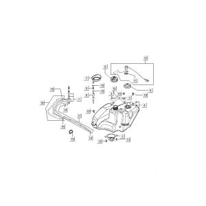 Benzinetank - Tankvlotter - Vacuümkraan Kymco Super9 50 2-takt AC oud model matzwart geel