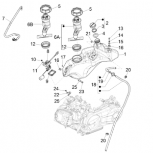 Benzinetank - Tankvlotter - Vacuümkraan Vespa Sprint 50 4-takt IGET 3V Euro 4