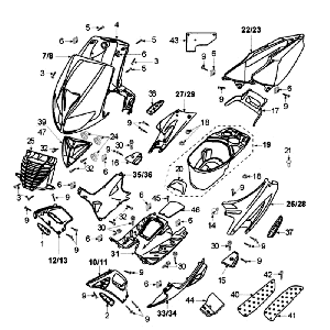 Kappen - Beplating - Helmbak Peugeot Speedfight 2 50 2-takt LC zilver