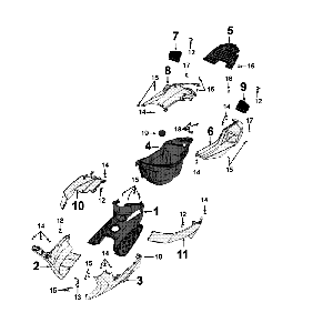 Kappen - Beplating - Helmbak Peugeot Speedfight 4 50 4-takt AC Roodzwart